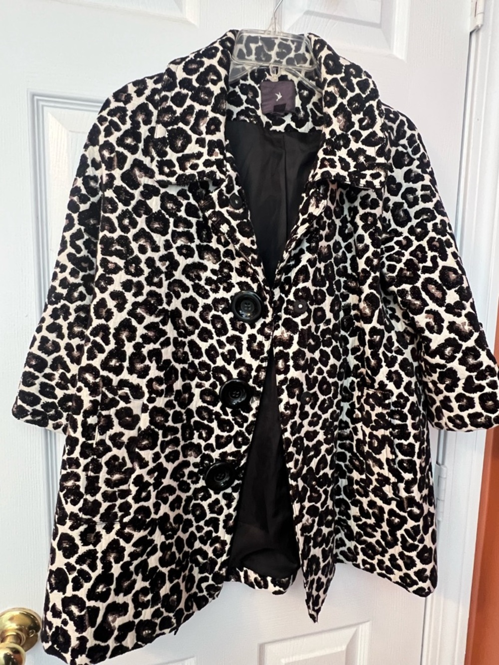 Forever 21 Black & White Leopard Print Pea Coat